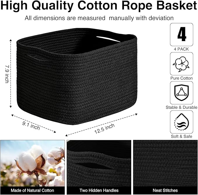 Black Storage Baskets for Shelves, Small Storage Baskets for Organizing - Image 3