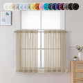 Chyhomenyc Taupe Sheer Curtains 24 Inch Length, Short Window Curtains by Chyhomenyc
