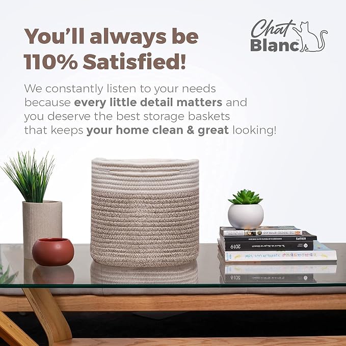 CHAT BLANC Cotton Rope Baskets for Organizing | 15”x10”x9” Storage Baskets for - Image 6
