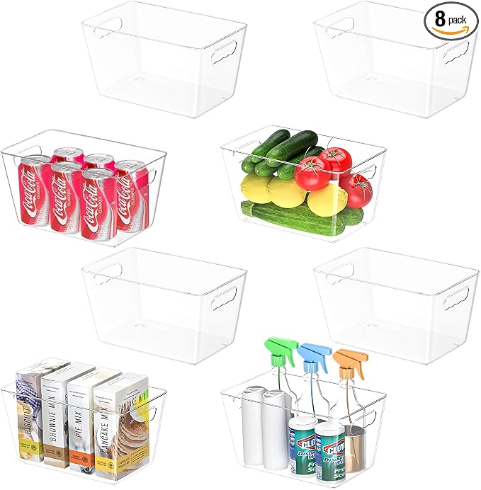 BALEINE Clear Plastic Storage Bins, Pantry Organization, BPA Free Stackable by BALEINE