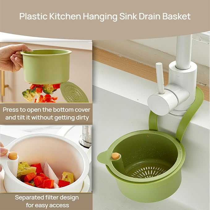 Faucet Hanging Strainer Kitchen Sink Food Waste Catcher Drain Basket, Plastic - Image 3