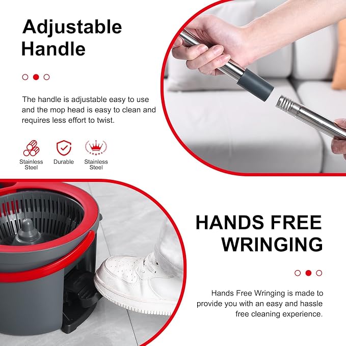 360° Spin Mop and Bucket Set Quick-Dry Technology, Mop and Bucket - Image 3