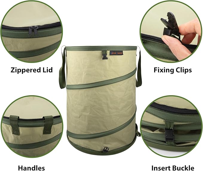 YUDI & GARDEN 29 Gallon Hard Bottom Collapsible Trash Can｜Collapsible Garden - Image 3