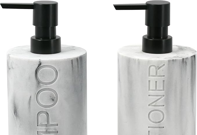 Marble Resin 2 Piece Shampoo and Conditioner Dispenser Set, Luxurious - Image 8