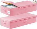 punemi Under Bed Storage With Lids, 2 Pack Pink Underbed Storage Bins Containers by Punemi