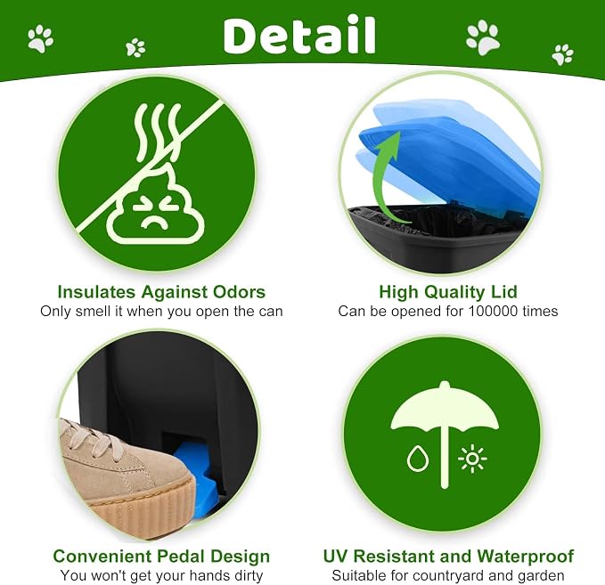 Dog Poop Trash Can Outside, 20L/5Gallon Dog Waste Trash Can - Image 3