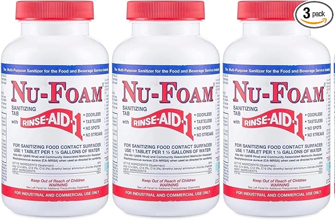 Nu-Foam Sanitizing Tablets for Bar Glassware – Superior Rinse Aid by Nu-Foam