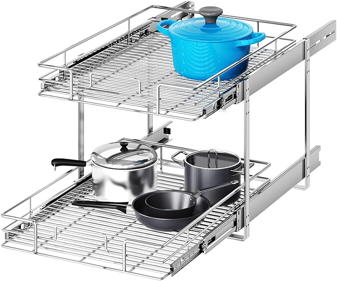 2 Tier Individual Pull Out Cabinet Organizer 19½" W x 21½" D, Heavy Duty by Unknown