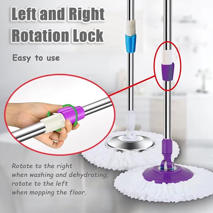 Extended Spin Mop Replacement Mop Handle, Upgraded 60-inch 360 Degrees Rotating - Image 4