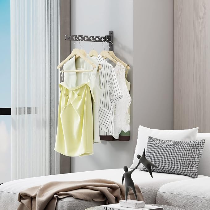 Wall Mounted Clothes Drying Rack, Wall Clothes Hanger Hook - Image 7
