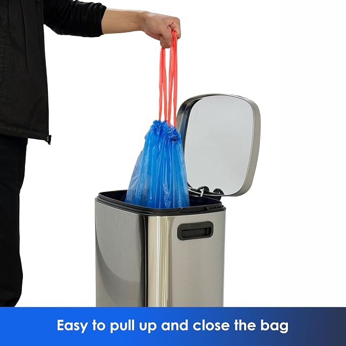 13 Gallon Recycling Trash Bags, Unscented 200 Count Drawstring Tall Kitchen - Image 7