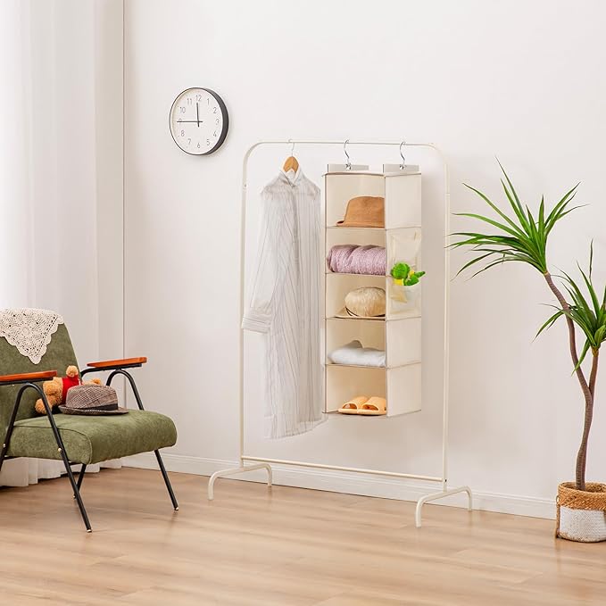 YOUDENOVA Hanging Closet Organizer, 5-Shelf Closet Hanging Storage Shelves - Image 6