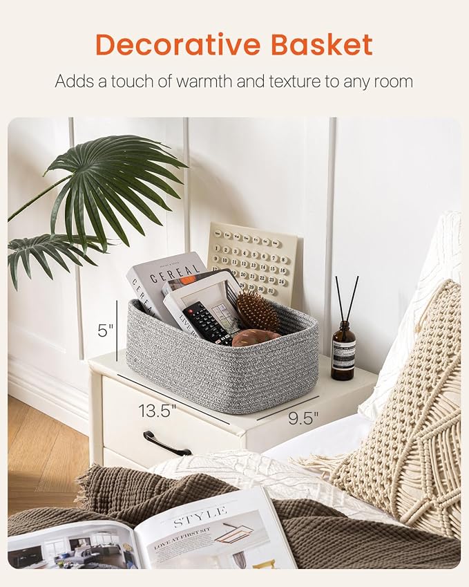 Small Woven Basket, 13.5 x 9.5 x 5 Inches, Storage Basket - Image 2