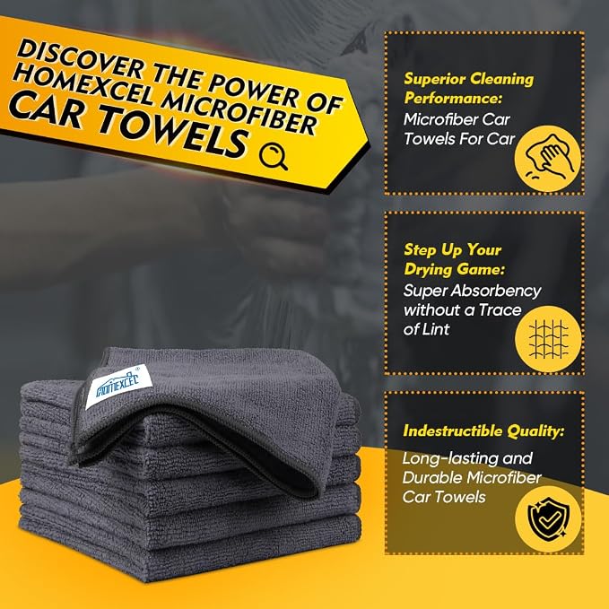 HOMEXCEL Grey Microfiber Cleaning Cloth 6 Pack, 12.5 x 12.5 inch Microfiber - Image 2