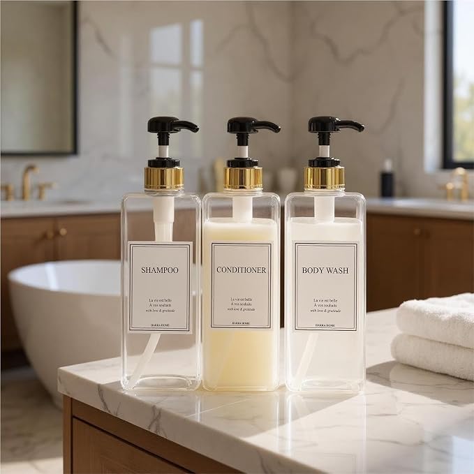 Modern Gold Design Large 27 oz Shampoo and Conditioner Dispensers - Image 4