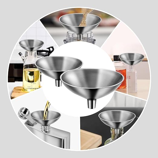 Small Funnel Set of 2, Stainless Steel Mini Funnel - Image 3