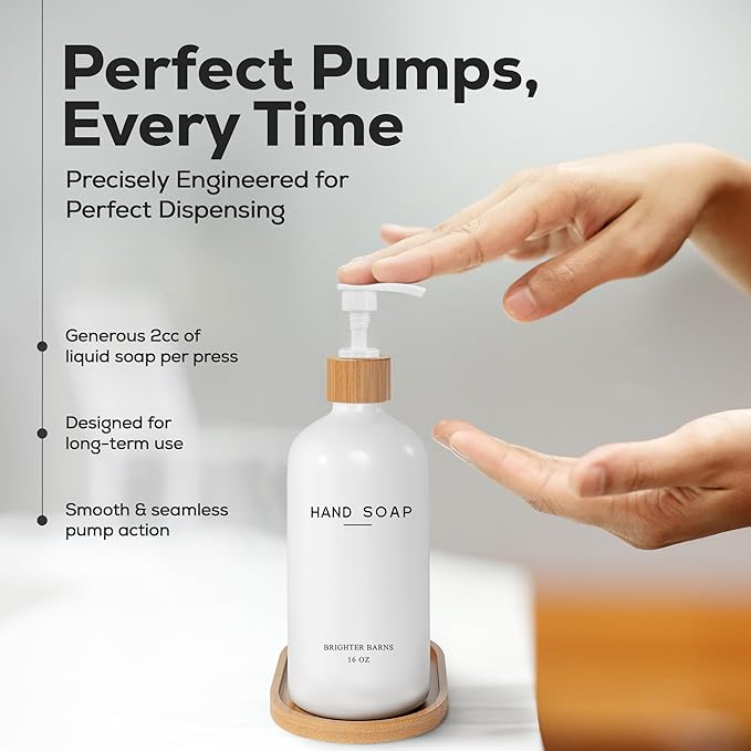 White Glass Soap and Lotion Dispenser Set - Image 4