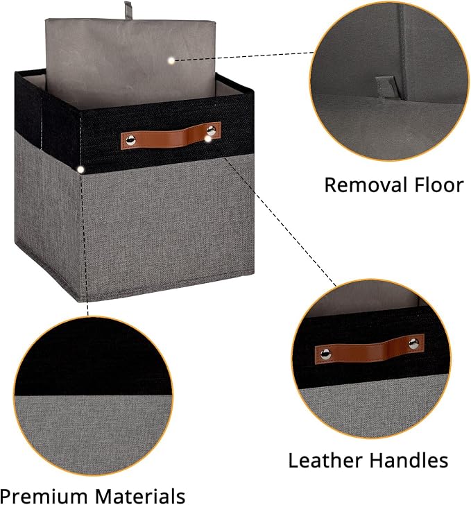 HNZIGE Storage Baskets for Organizing, Square Fabric Storage Cubes Bins 13 x 13 - Image 5