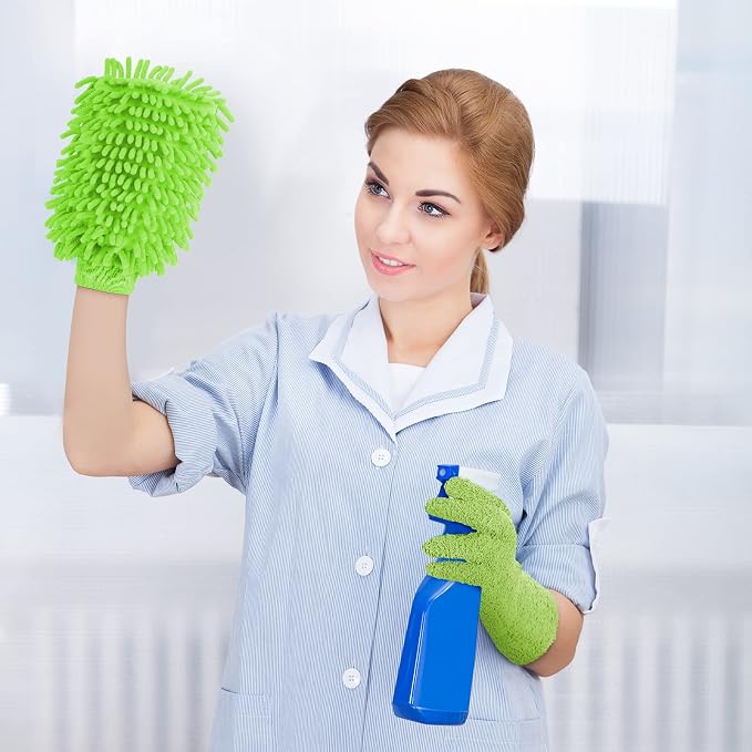 6 Pcs Microfiber Dusting Mitt Gloves Microfiber Washable Dusting Gloves Car - Image 4