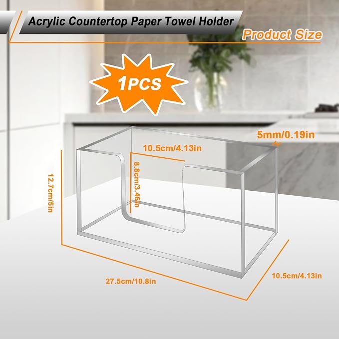 1Pack Acrylic Paper Towel Dispenser, Napkin Holder - Image 3