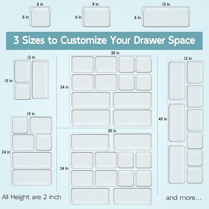 12 Pack Large Clear Plastic Drawer Organizer Trays, Desk Drawer Organizers and - Image 9