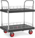 2 Shelf Utility Service Cart- 660lbs Capacity Heavy-Duty Plastic Rolling by ChincoStar