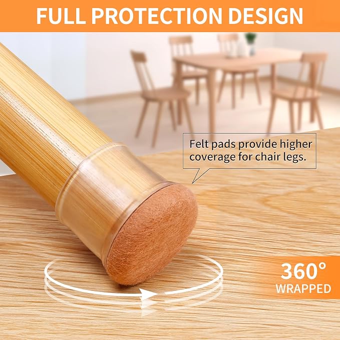Ezprotekt 24 Pcs Clear Silicone Chair Leg Floor Protectors - Image 3