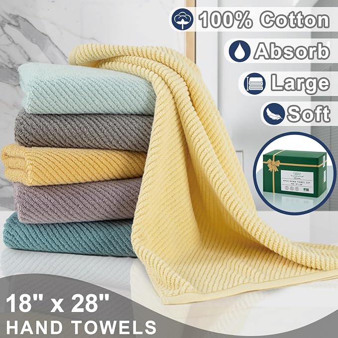 VOOVA & MOVAS Bathroom Hand Towels Set of 4, Towel Gift Set - Image 3