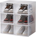 XXL Drop Front Shoe Storage Box Stackable, 6 Pack Shoe Display Case Fit US 15 by Unknown