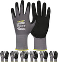LOCCEF Work Gloves MicroFoam Nitrile Coated-6 Pairs, Seamless Knit Nylon Gloves by LOCCEF