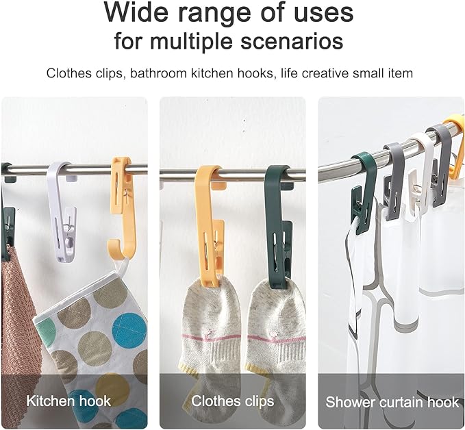 8 Pcs Large Clothes Pins Towel Clips, Strong Plastic Clothes Hanger. S Hook - Image 4