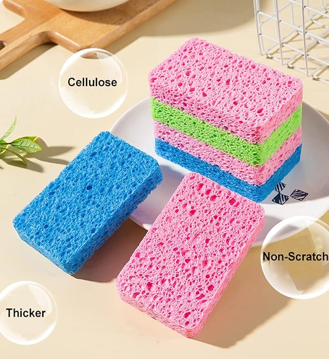 METUUTER 12-Count Kitchen Sponges- Compressed Cellulose Sponges Non-Scratch - Image 3
