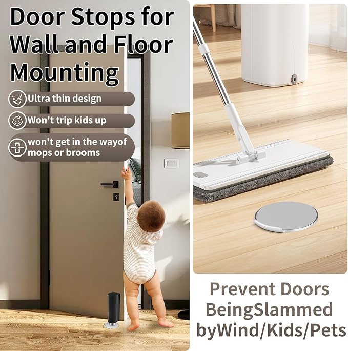 Magnetic Door Stoppers Black WYGWP Stainless Steel No Drilling Wedge Stops - Image 4