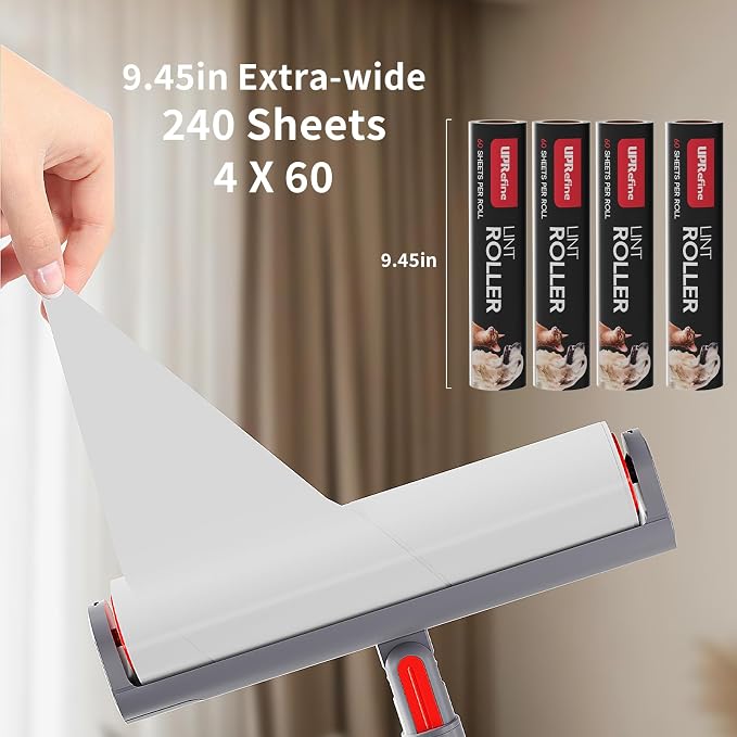Large Lint Roller Refill 240 Sheets Value Set, Extra Sticky, Easy Tear - Image 6