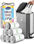 Teivio 2 Gallon 140pcs Strong Drawstring Trash Bags Garbage Bags, Bathroom by Teivio
