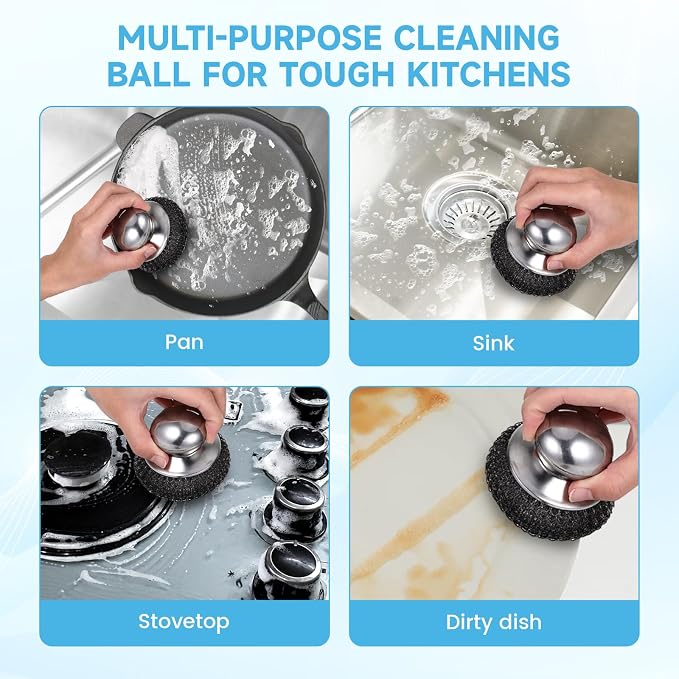 6Pcs Steel Wool Scrubber, Stainless Steel Scrubber - Image 5