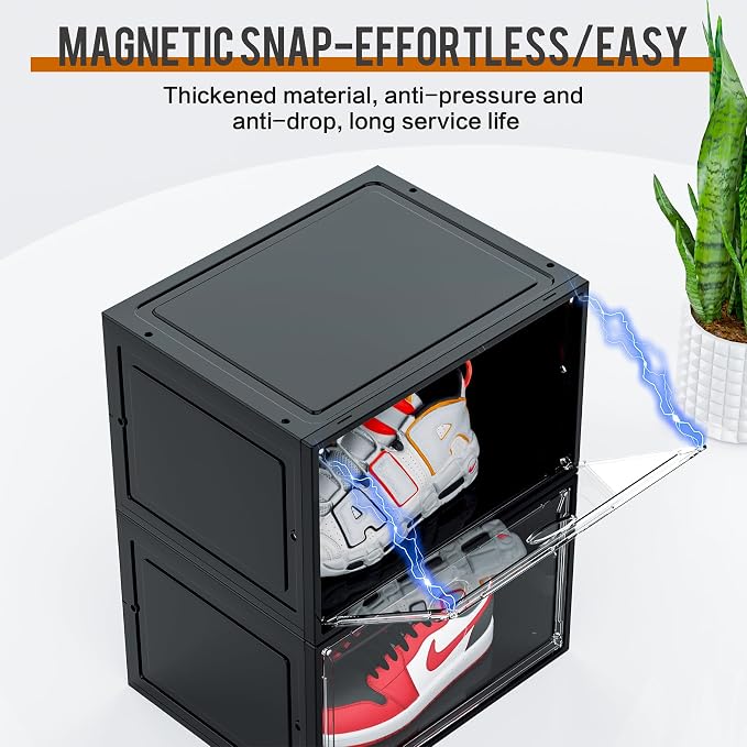 KEFA XL Shoe Storage Box Organizer, 6 Pack Shoe Boxes Clear Plastic Stackable - Image 5