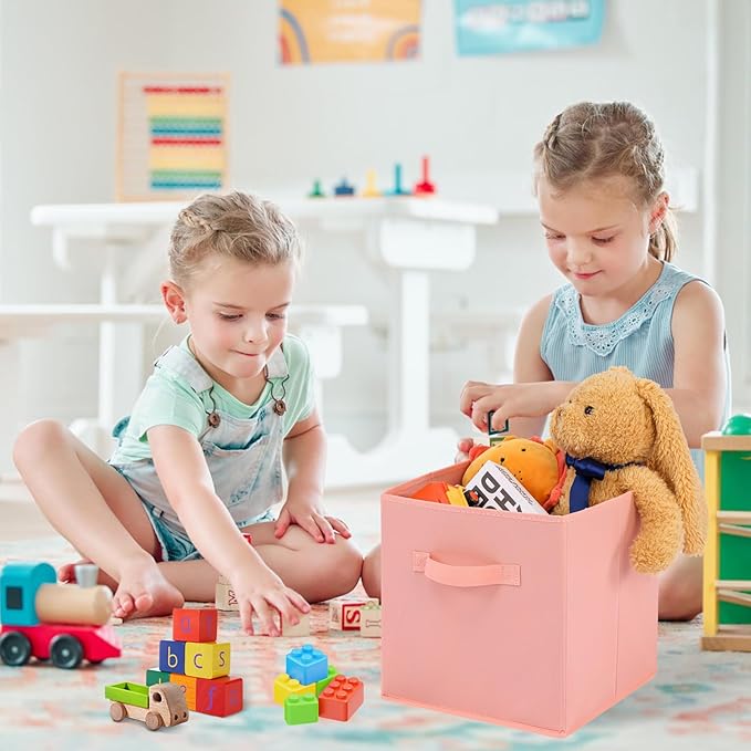 Stero 13x13x13 Inch Fabric Storage Bins 6 Pack Fun Colored Durable Storage Cubes - Image 5