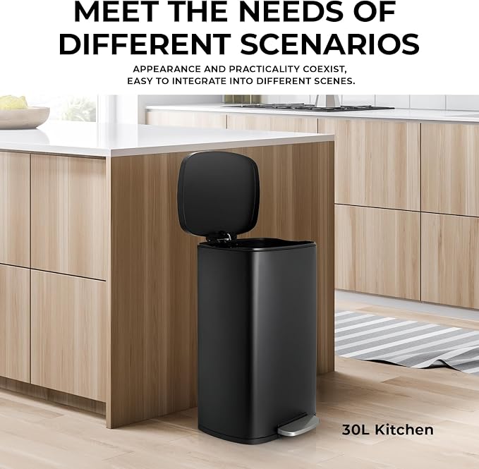 13.2 Gal Kitchen Trash Can, 50L Recycling or Garbage Bin, Brushed Stainless - Image 5