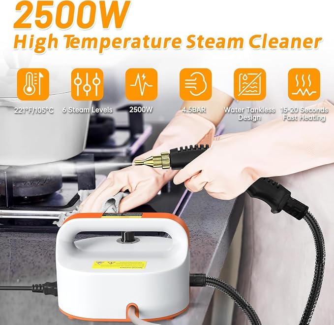 4.5BAR Handheld Steam Cleaner, 2500W Portable Steam Cleaner - Image 3