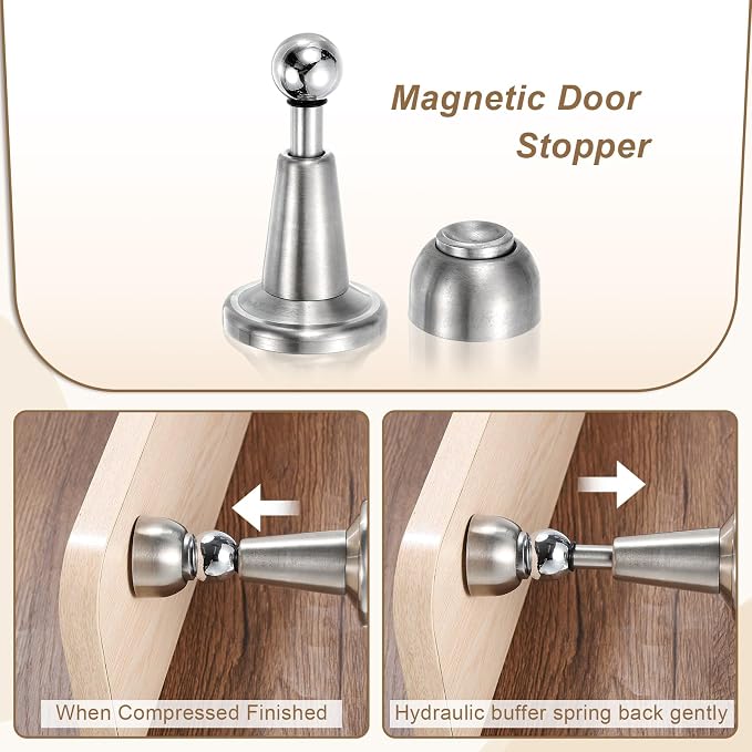 uxcell 6Pcs Magnetic Door Stopper, 304 Stainless Steel Magnetic Door Stop Catch - Image 3