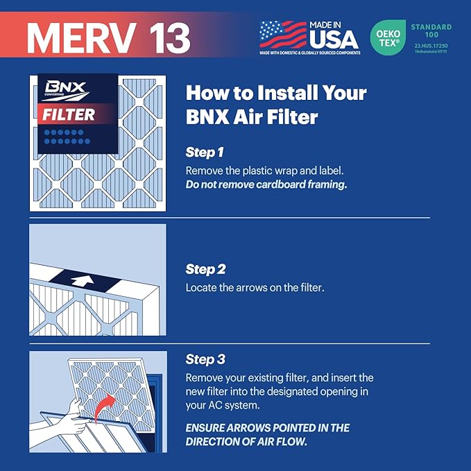 BNX TruFilter 12x20x1 Air Filter MERV 13 4-Pack) - Image 8