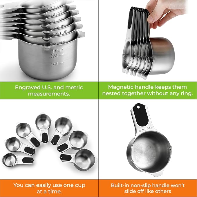 Spring Chef Magnetic Stainless Steel Measuring Cups, Kitchen Tools - Image 4