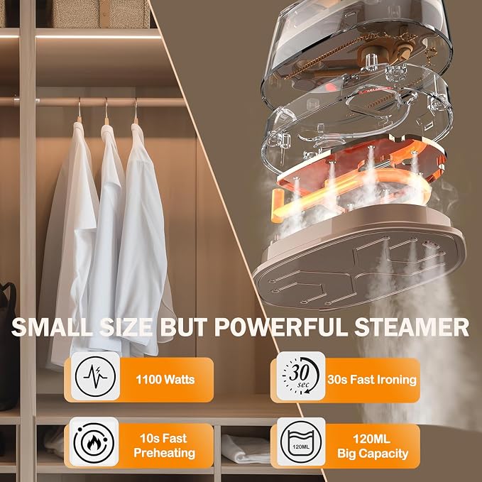 Mini Steam Iron, 2-IN-1 Handheld Size Steamer, 1100W & 15s Fast Heat Up - Image 4