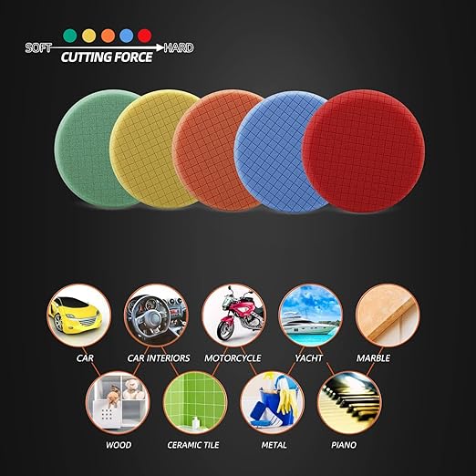 SPTA 5Pc 5.5 Inch Face for 5 Inch 125mm Backing Plate Compound Buffing Sponge - Image 5