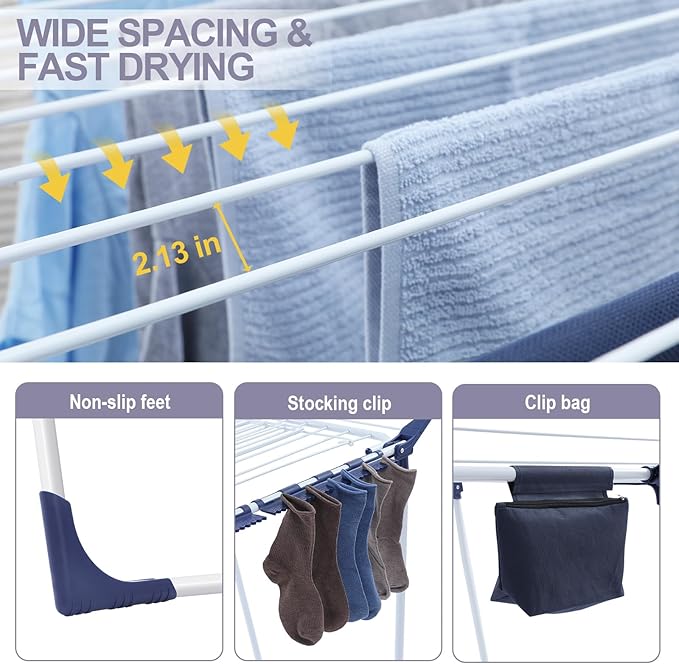 APEXCHASER Clothes Drying Rack Foldable, Drying Rack Clothing Large Space - Image 4