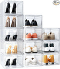 12 Pack Upgrade Harder Solid Plastic Shoe Organizer, Shoe Boxes Clear Stackable by ARSTPEOENeatChic