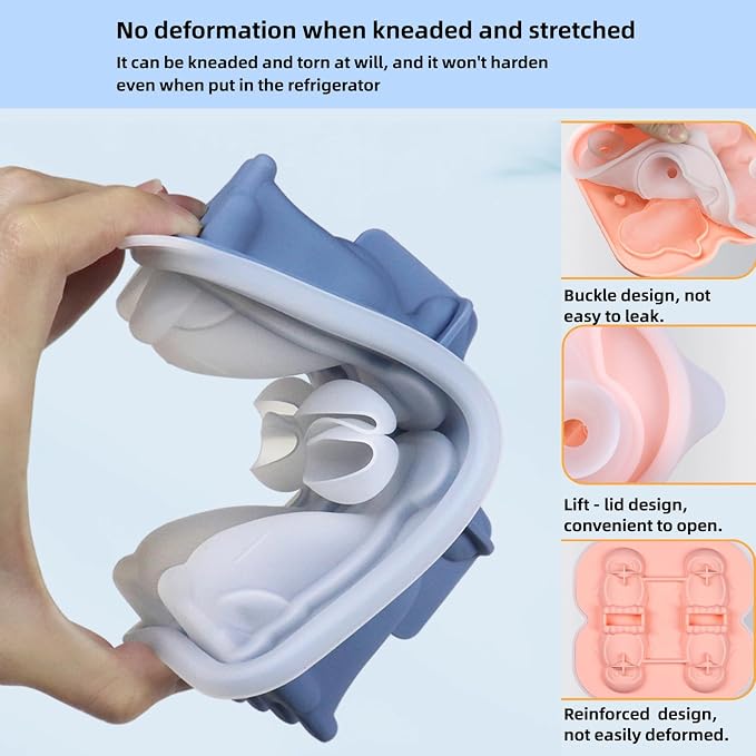 7.48inch Newly Upgraded 4-grid 3D Dinosaur Ice Tray and Covered Silicone Ice - Image 6