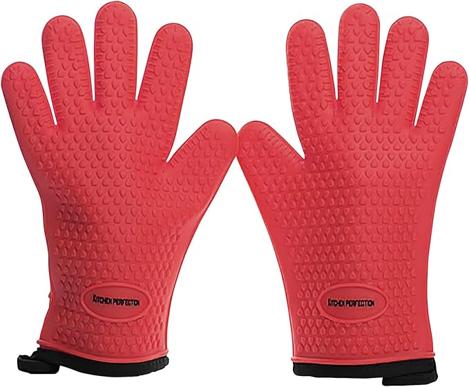 KITCHEN PERFECTION Silicone Smoker Oven Gloves -Extreme Heat Resistant BBQ by Kitchenperfection