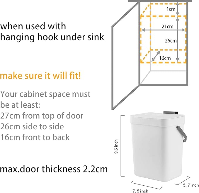 stonespace Small Kitchen Trash Can - Image 7